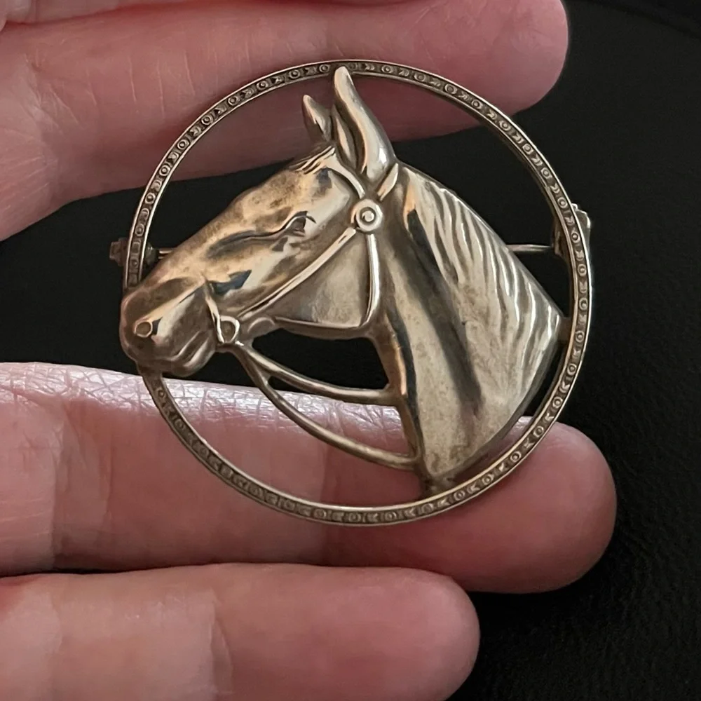 STERLING SILVER HORSE HEAD BROOCH VINTAGE FINE DETAIL! STUNNING!! - Picture 3 of 6